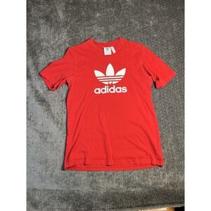Adidas Originals Bold Graphic‎ Trefoil T Shirt Mens Small Double Sided Red Tee